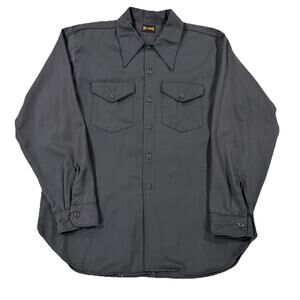Vintage Big Smith Work Shirt Button Up Long Sleeve Grey Sanforized Union Made L